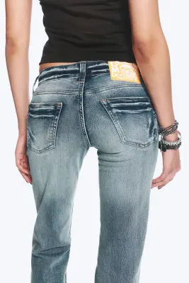 Jean bootcut skinny taille basse Booty Bei - Blue Moon - Bleu moyen — photo 4