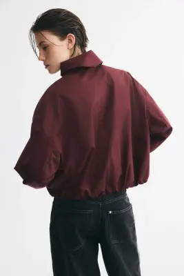 Veste à col foulard avec base à effet boule - Brun rouille — photo 4