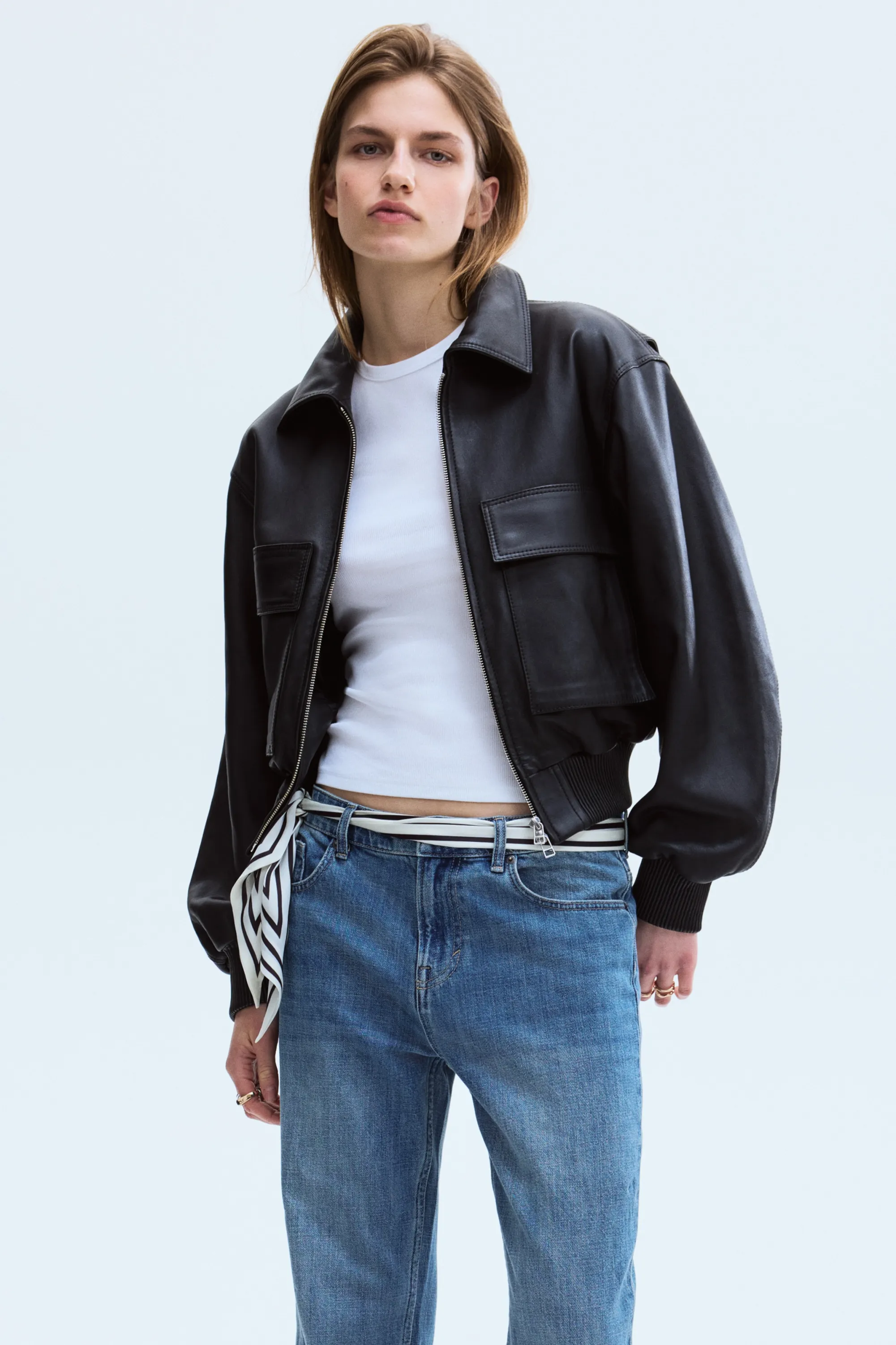 Straight Regular Waist Jeans - Bleu denim