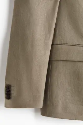 Veste Slim Fit en lin - Vert kaki — photo 5
