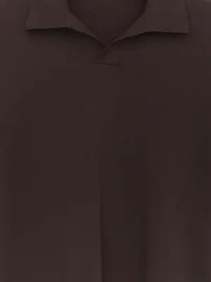 Polo en coton et soie mélangés - Marron — photo 4