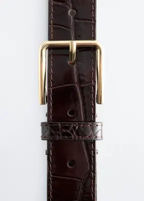 Ceinture en cuir - Brun foncé/Façon croco — photo 2