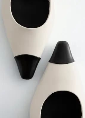 Escarpins à brides arrière - Blanc/Noir — photo 3
