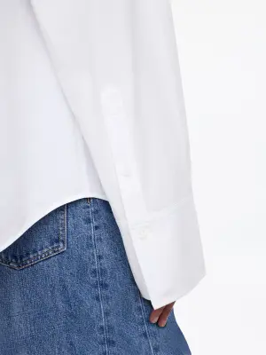 Chemise en coton Pima avec lien - Blanc — photo 4