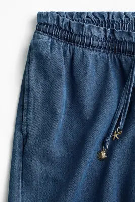 MAMA Short à cordon en denim - Bleu denim — photo 3