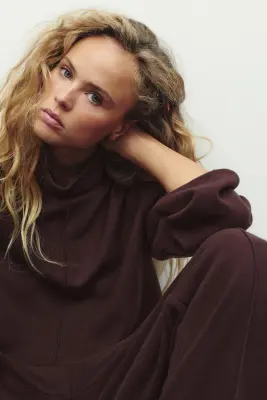Pull loose avec col cheminée - Brun rouille foncé — photo 1