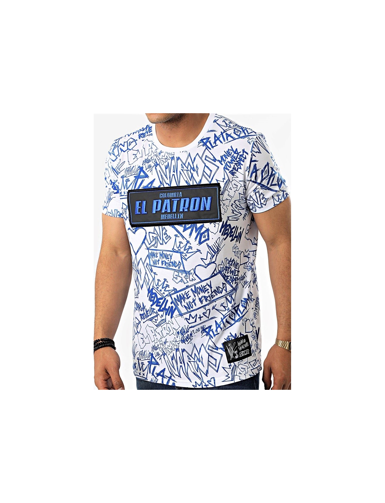 Tee shirt El Patron blanc bleu