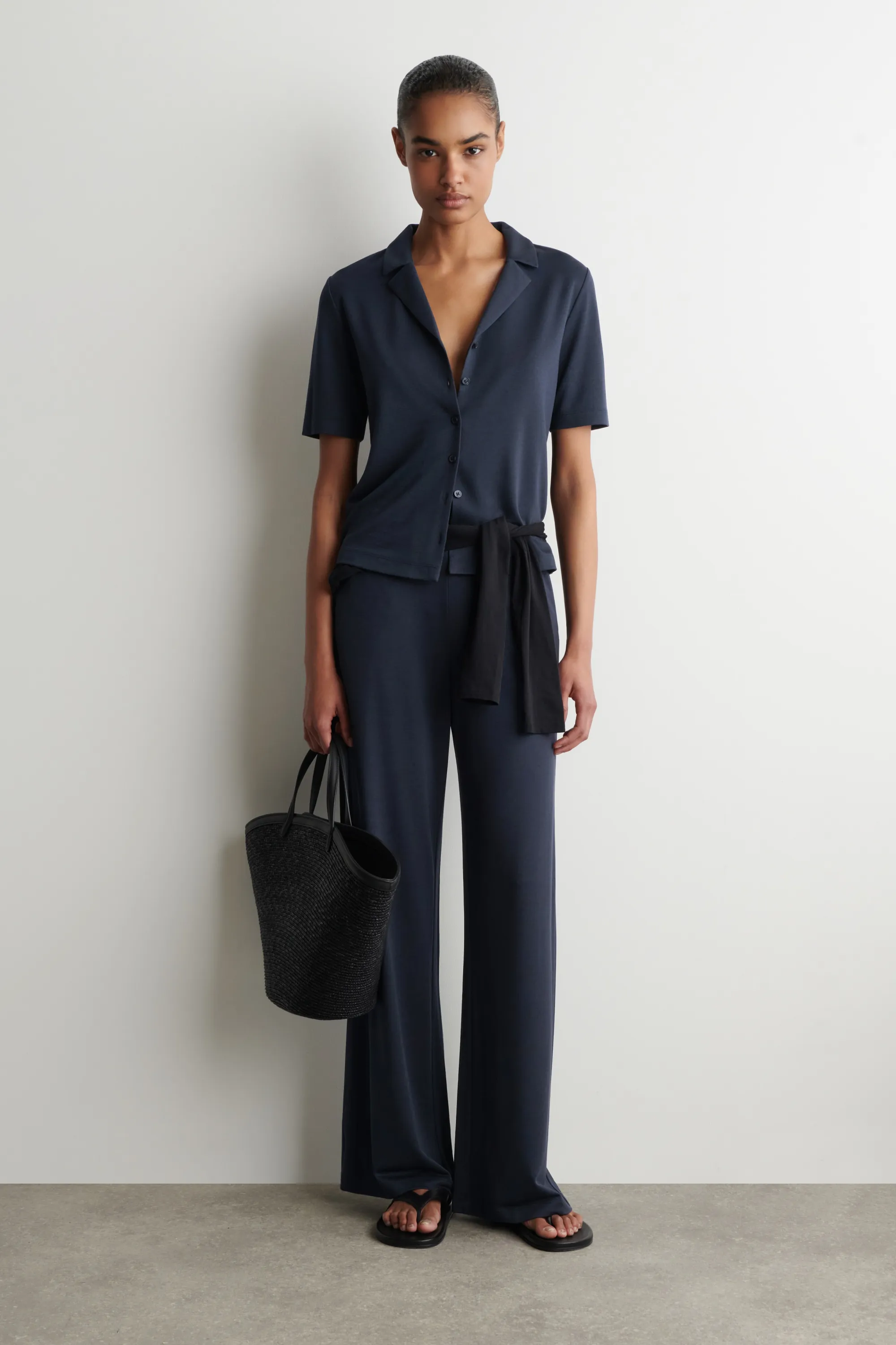 CHEMISE EN JERSEY DE MODAL - BLEU MARINE