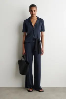 CHEMISE EN JERSEY DE MODAL - BLEU MARINE — photo 1