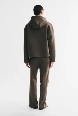Veste à capuche zippée Oversized Fit en scuba - Taupe foncé — photo 3