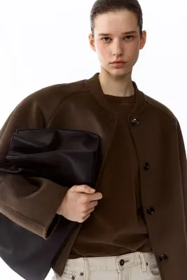 Veste faite main en laine mélangée - Taupe foncé — photo 3