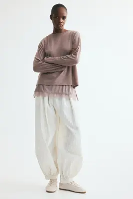 Top superposé avec dentelle - Taupe — photo 2