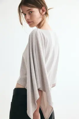 Cape en viscose mélangée - Beige chiné — photo 4