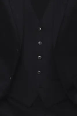 Gilet de costume Slim Fit en lin - Noir — photo 1