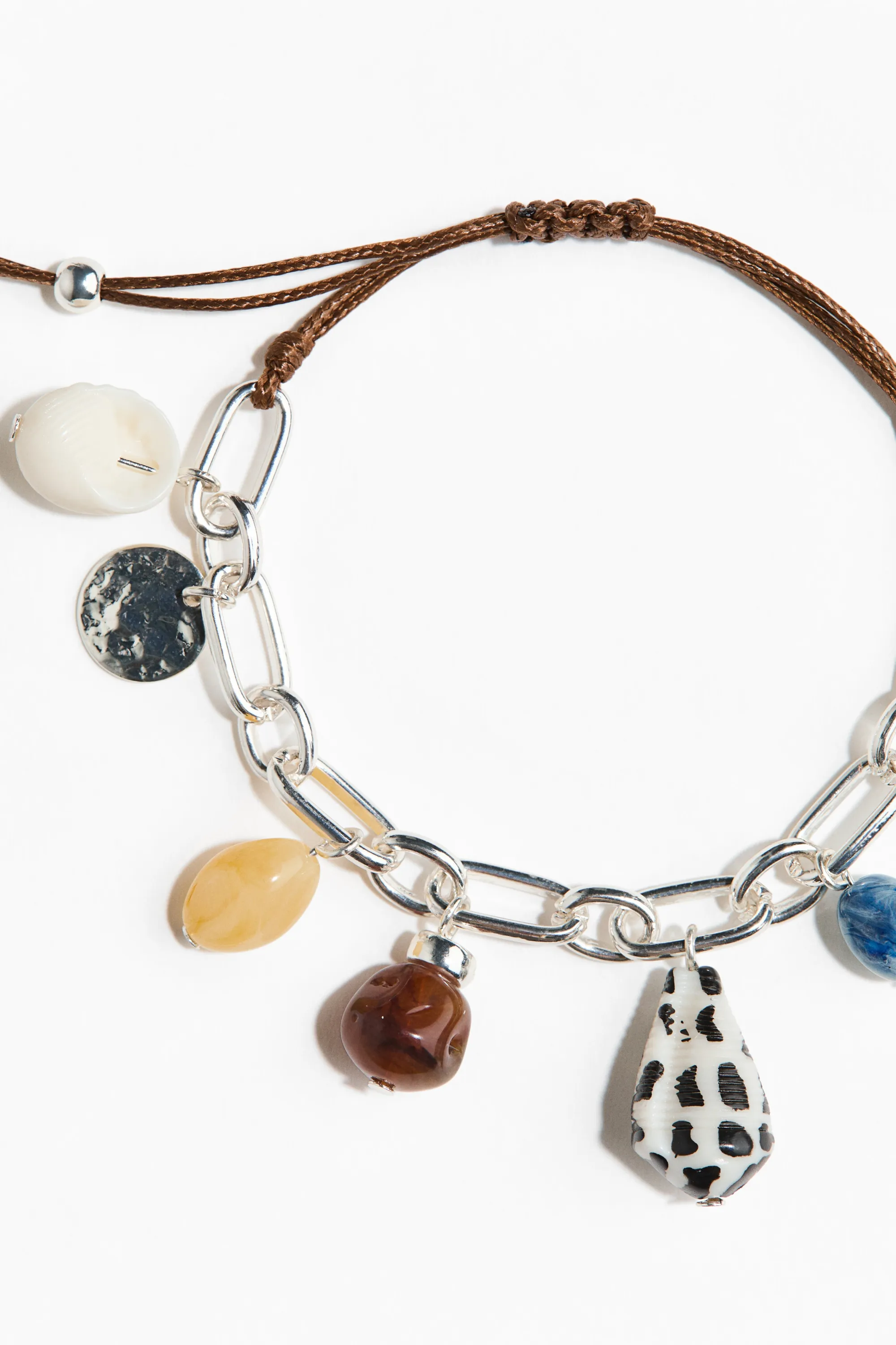 Bracelet de cheville avec charms - Argenté/marron foncé