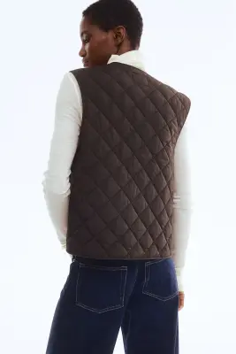 Veste sans manches matelassée - Marron foncé — photo 3