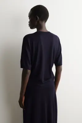 T-SHIRT MAILLE LAINE MÉRINOS - BLEU MARINE — photo 4