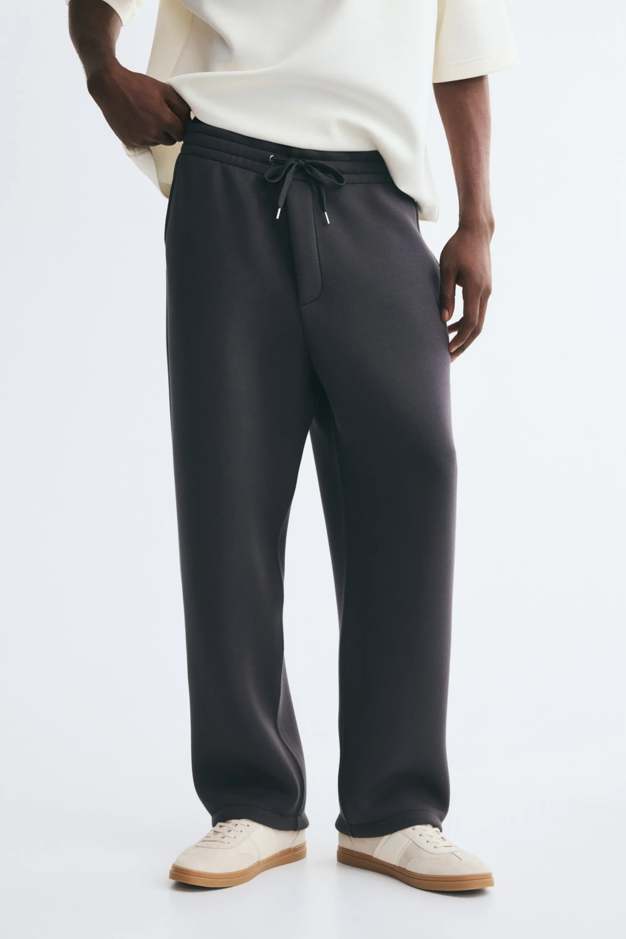 Pantalon jogger barrel Relaxed Fit en scuba - Gris foncé
