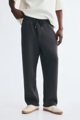 Pantalon jogger barrel Relaxed Fit en scuba - Gris foncé — photo 1