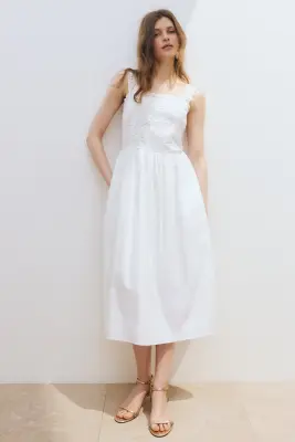Robe en coton avec broderie anglaise - Ivoire — photo 2