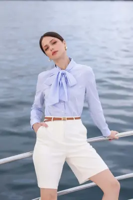 Kira Cotton Blouse - Stripes — photo 3