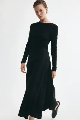 Jupe évasée en coton - Noir — photo 3