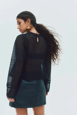 Blouse en mesh plumetis - Noir — photo 3