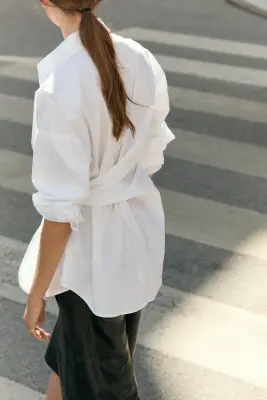 Chemise avec détail à nouer - Blanc — photo 4