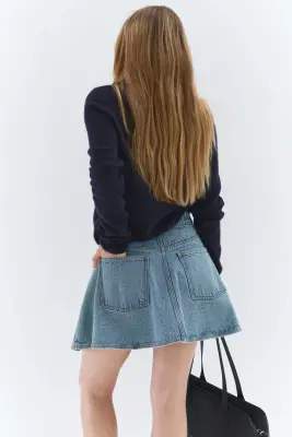 Minijupe évasée en denim - Bleu denim clair — photo 5