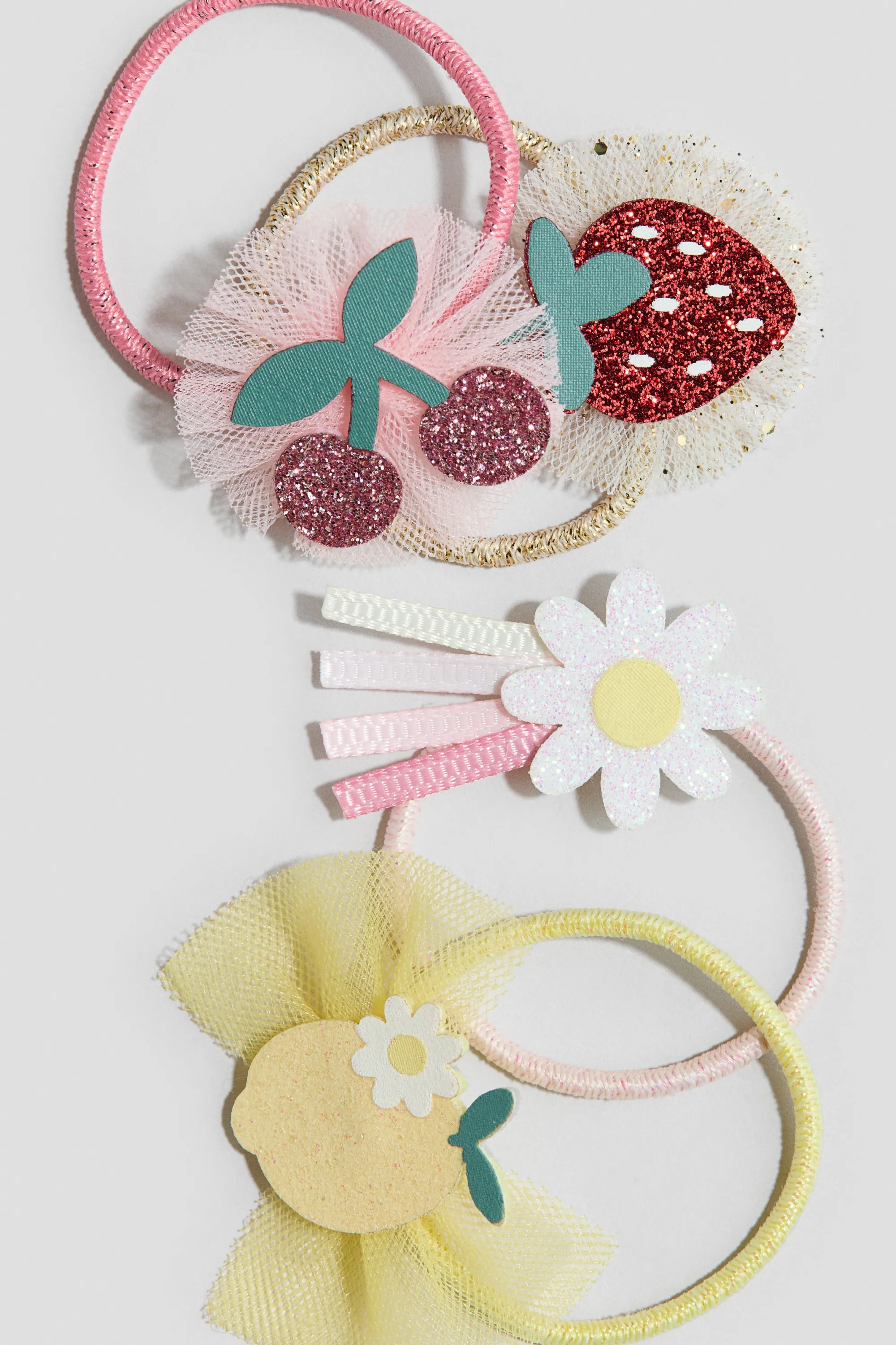Lot de 4 élastiques à cheveux avec application - Rose/fruits