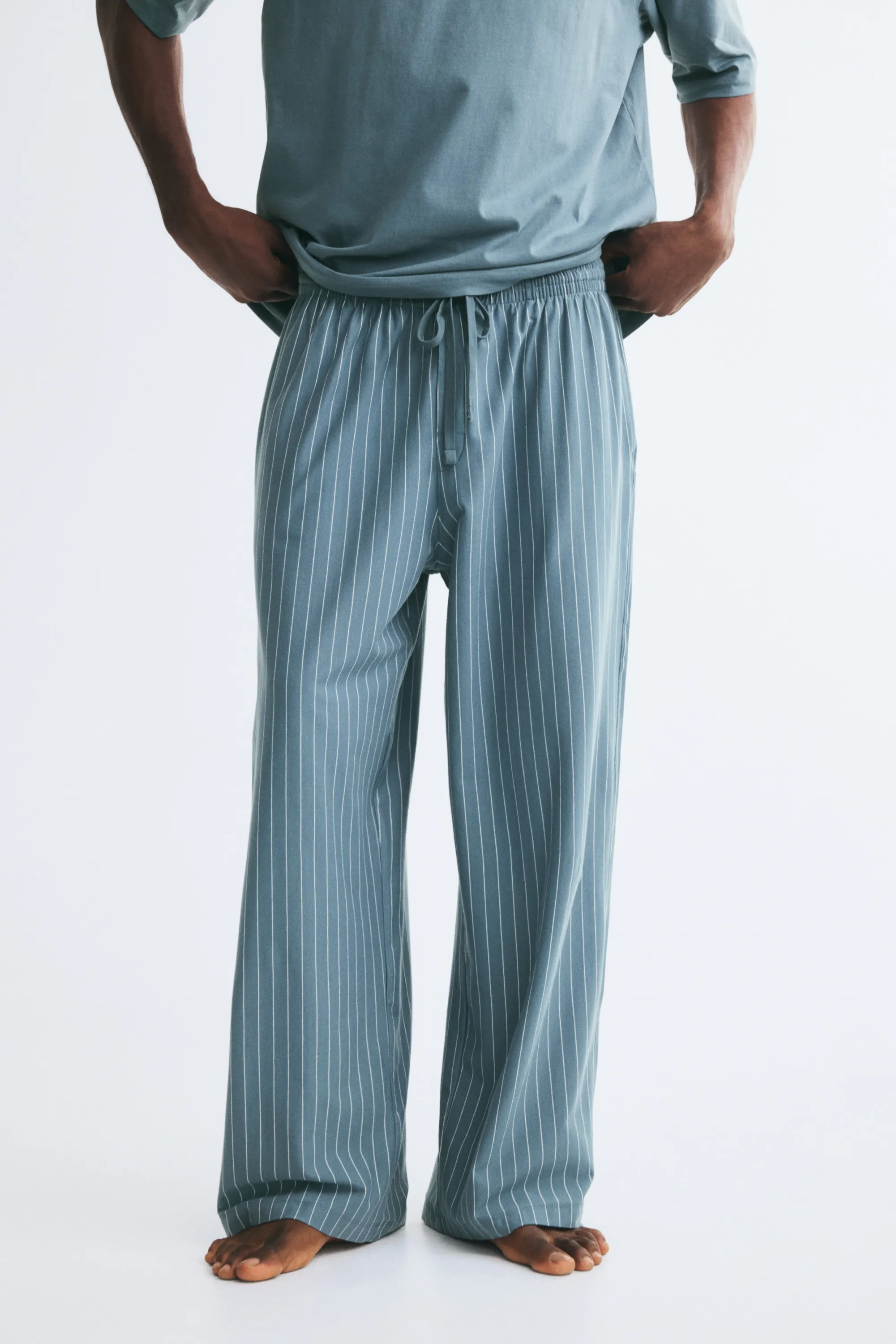 T-shirt et pantalon de pyjama Relaxed Fit - Turquoise/rayé