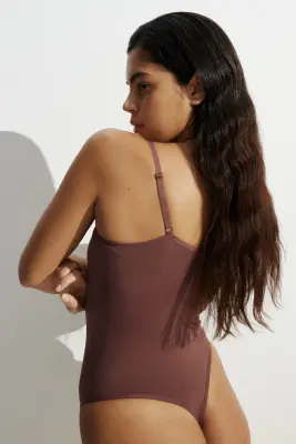 Body string paddé Seamless - Marron — photo 1