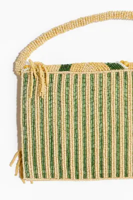 Pochette avec perles fantaisie - Jaune clair/motif — photo 1