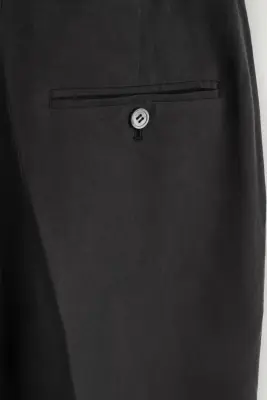 PANTALON DROIT EN SOIE LAVÉE - NOIR — photo 4