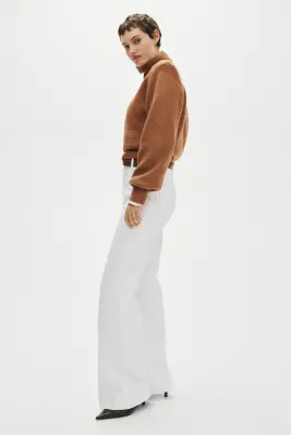 Pantalon évasé en twill - Blanc — photo 4