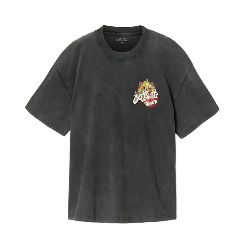 ALLSAINTS Roque Short Sleeve Oversized Crew Neck T-Shirt Washed Black