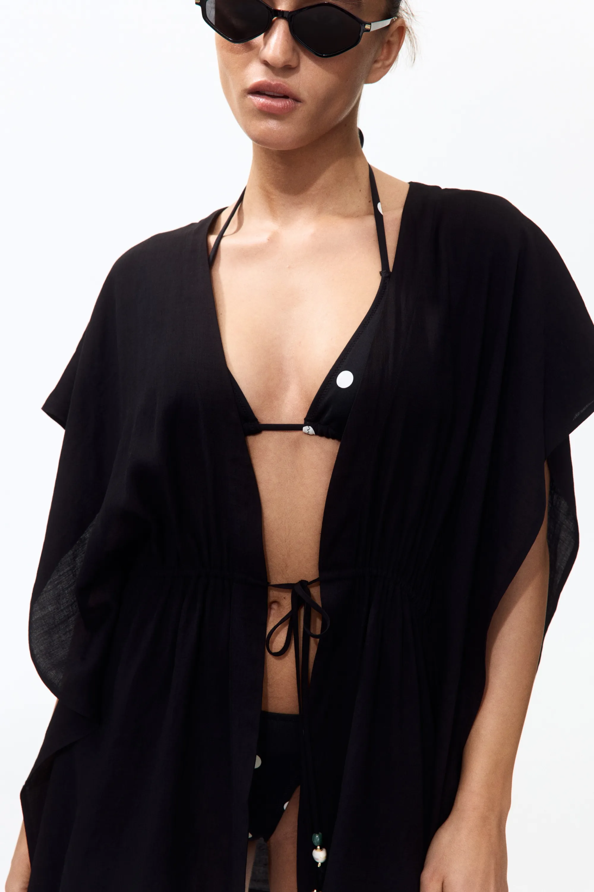 Robe caftan de plage - Noir
