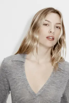 Top en jersey de laine - Gris chiné — photo 2