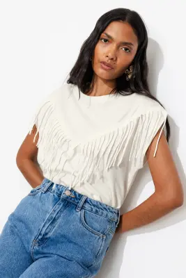 T-shirt à franges Femme — photo 2