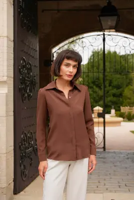 Alexandra Silk Blouse - Chocolate — photo 3