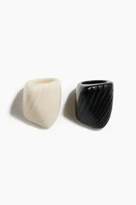 Lot de 2 bagues épaisses - Noir/blanc — photo 3