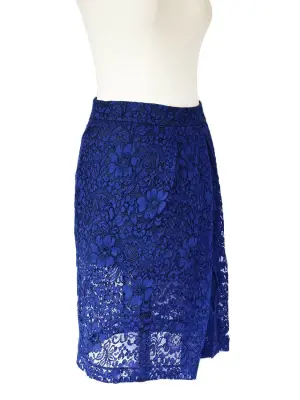 Jupe MIDI LIZZIE en dentelle bleu klein NEUVE Px boutique 435€ Taille 34 — photo 3