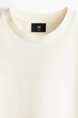 T-shirt Loose Fit en interlock - Crème — photo 4