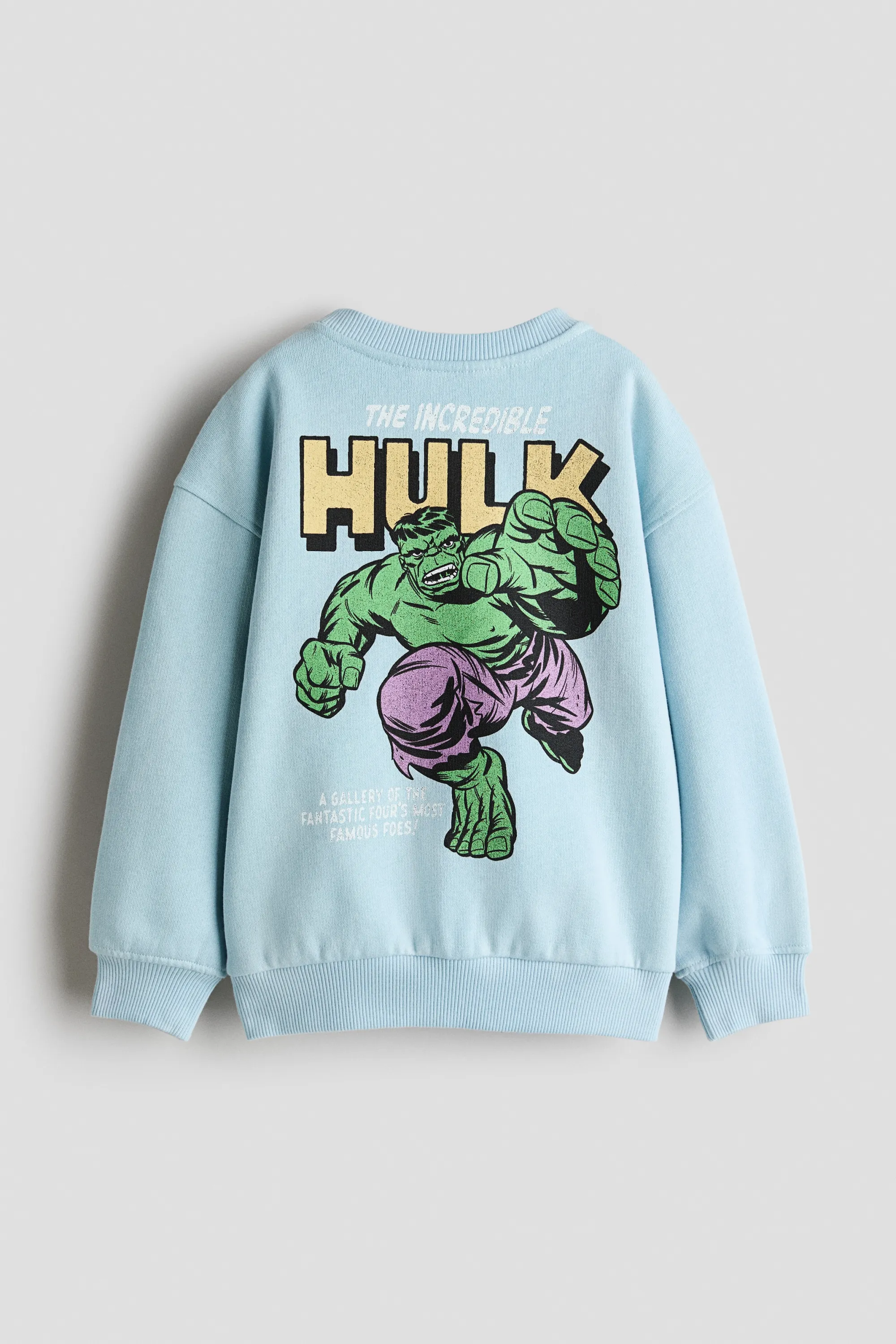 Sweat imprimé à l'intérieur brossé - Bleu clair/Hulk