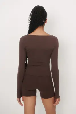 Top de sport à manches longues SoftMove™ - Moka chocolat — photo 2