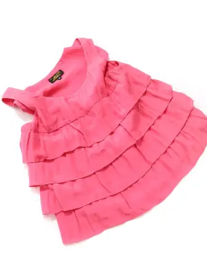 Top en soie et coton rose framboise à volants Prix boutique 125€ Taille 36 — photo 4