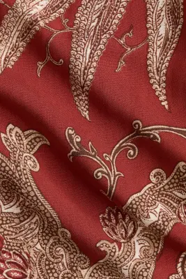 Pantalon large avec taille élastique - Rouge/motif cachemire — photo 4