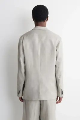 BLAZER BOUTONNAGE SIMPLE EN LIN - PISTACHE CLAIRE — photo 4