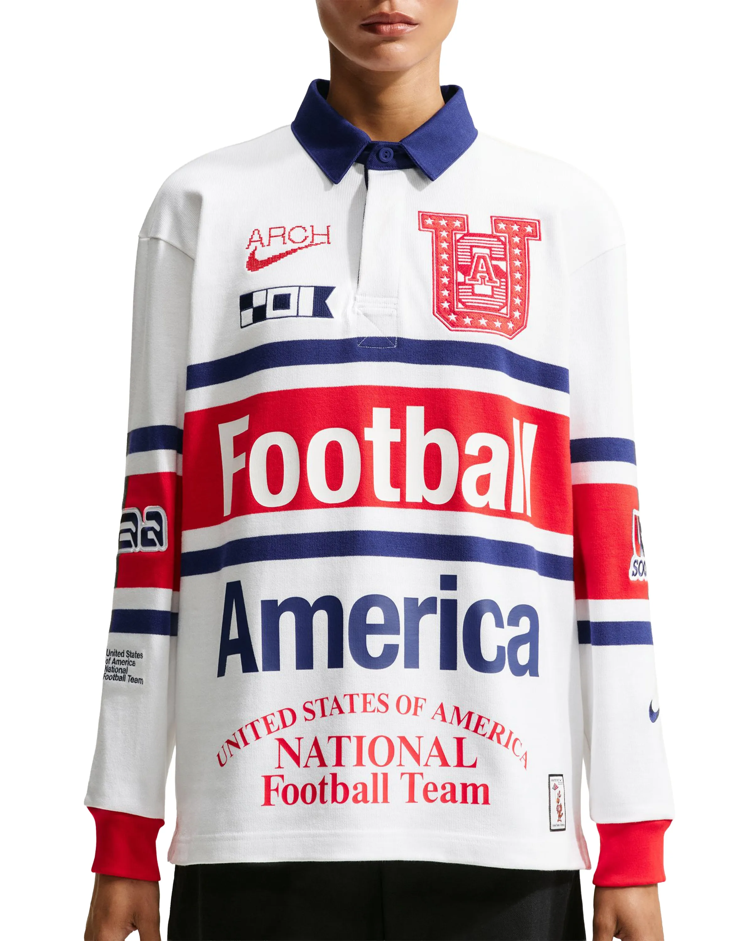 USMNT VAA Long Sleeve Rugby Top White