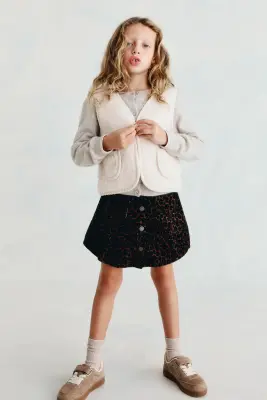Veste sans manches en tissu Teddy bear - Beige clair — photo 1